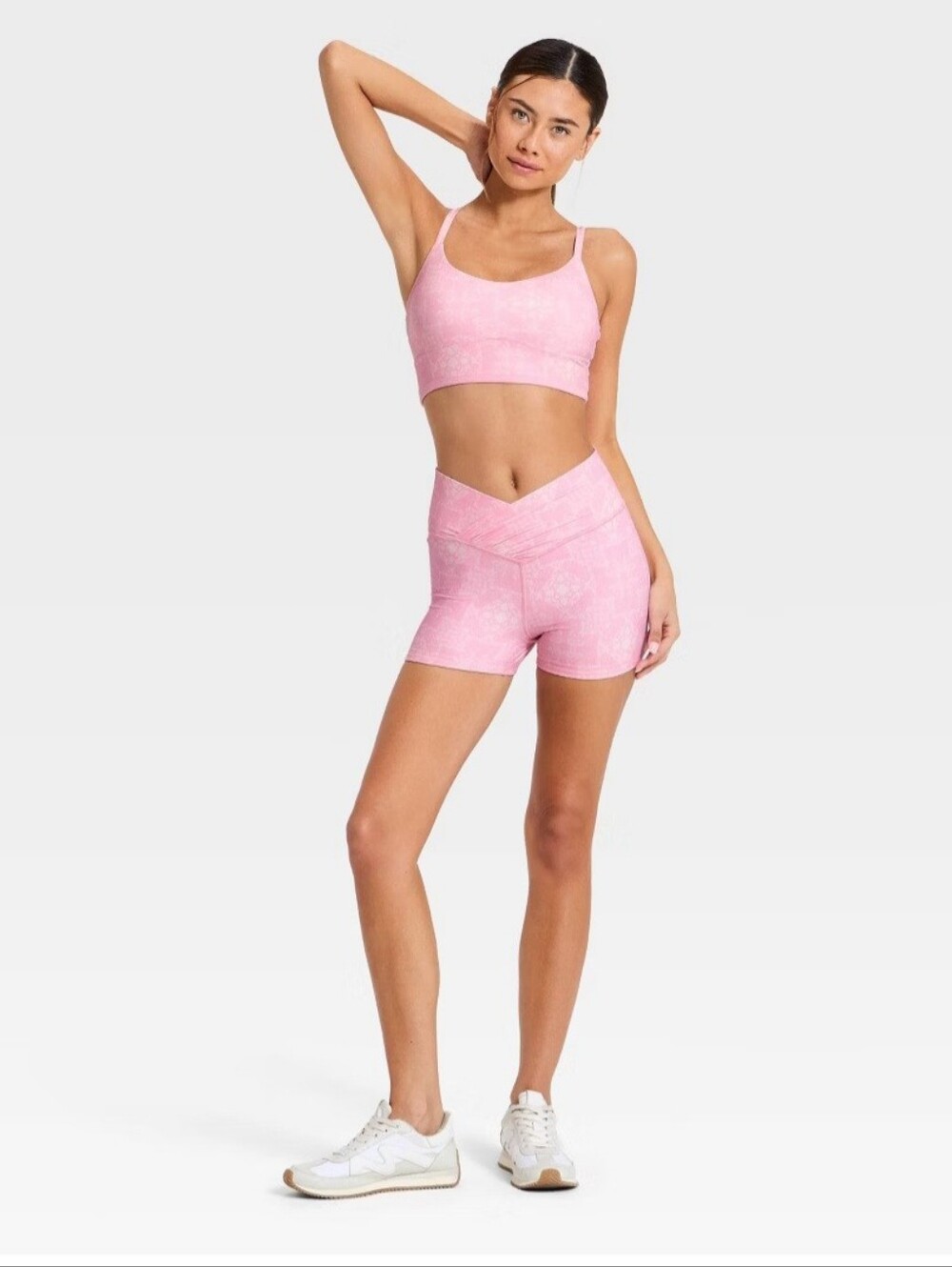 Women's Crossover Cinched Bike Shorts 3" JoyLab Light Pink Bandana - Picture 3 of 3